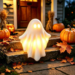 Luminous Ghost Ornaments LED Light Up Ghost Table Decor Cute White Ghost Shelf Clips Halloween Party Indoor Home Decorations