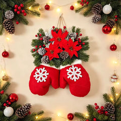 Simulated Flower Glove & Sock Christmas Wreath