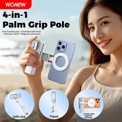 Z3 Magnetic Selfie Stick Tripod – Zoomable Mini Palm Grip with Focus Adjustment Dial