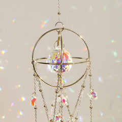 Crystal Sun Catcher, Garden Suncatcher Hanging Wind Chime, Handmade Rainbow Maker Indoor Outdoor Decor for Window Bedroom Courtyard Garden, Bless Gift