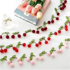 Vibrant & Lightweight Felt Ball Garland (Cherry)