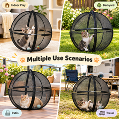 360° Panoramic Foldable Cat Playpen – Breathable Mesh Pet Enclosure