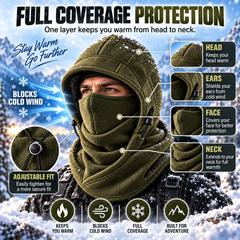 Fleece Balaclava Hood – Full Face & Neck Winter Protection for Outdoor Adventures