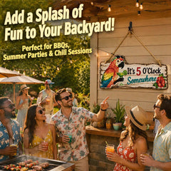 Colorful Parrot Wooden Wall Sign – Tropical Cocktail Bar Decor