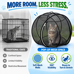 360° Panoramic Foldable Cat Playpen – Breathable Mesh Pet Enclosure