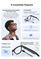 2026 New 800W HD Camera AI Translation Smart Sunglasses Photo & Video Recording for Men Women VIS02 Smart Glasses