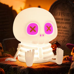 Halloween Skull Night Light, Soft Squeeze Silicone Lamp 7 Color Changing