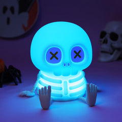 Halloween Skull Night Light, Soft Squeeze Silicone Lamp 7 Color Changing