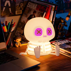 Halloween Skull Night Light, Soft Squeeze Silicone Lamp 7 Color Changing