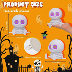 Halloween Skull Night Light, Soft Squeeze Silicone Lamp 7 Color Changing