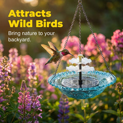 Outdoor Glass Hummingbird Water Feeder, Auto Circulating Water Garden Landscape Decor