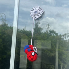 Crochet Spider-Man Suction Cup Hanging Pendant, Handmade Car Window Decor Gift