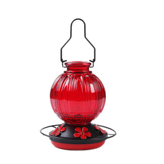 4 Colors Retro Glass Hummingbird Feeder, Floral Port Hanging Bird Nectar Feeder for Patio Backyard