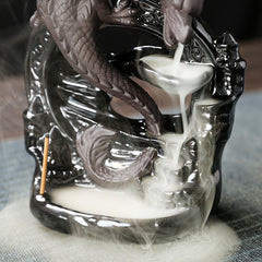 Dark Winged Dragon Backflow Incense Burner – Smoke Falls Like a Waterfall