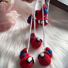 Crochet Spider-Man Suction Cup Hanging Pendant, Handmade Car Window Decor Gift