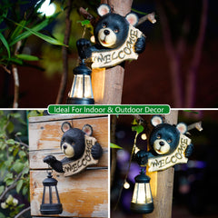 Black Bear Wall Lantern – American Country Style, Sculpture by Day, Glow by Night