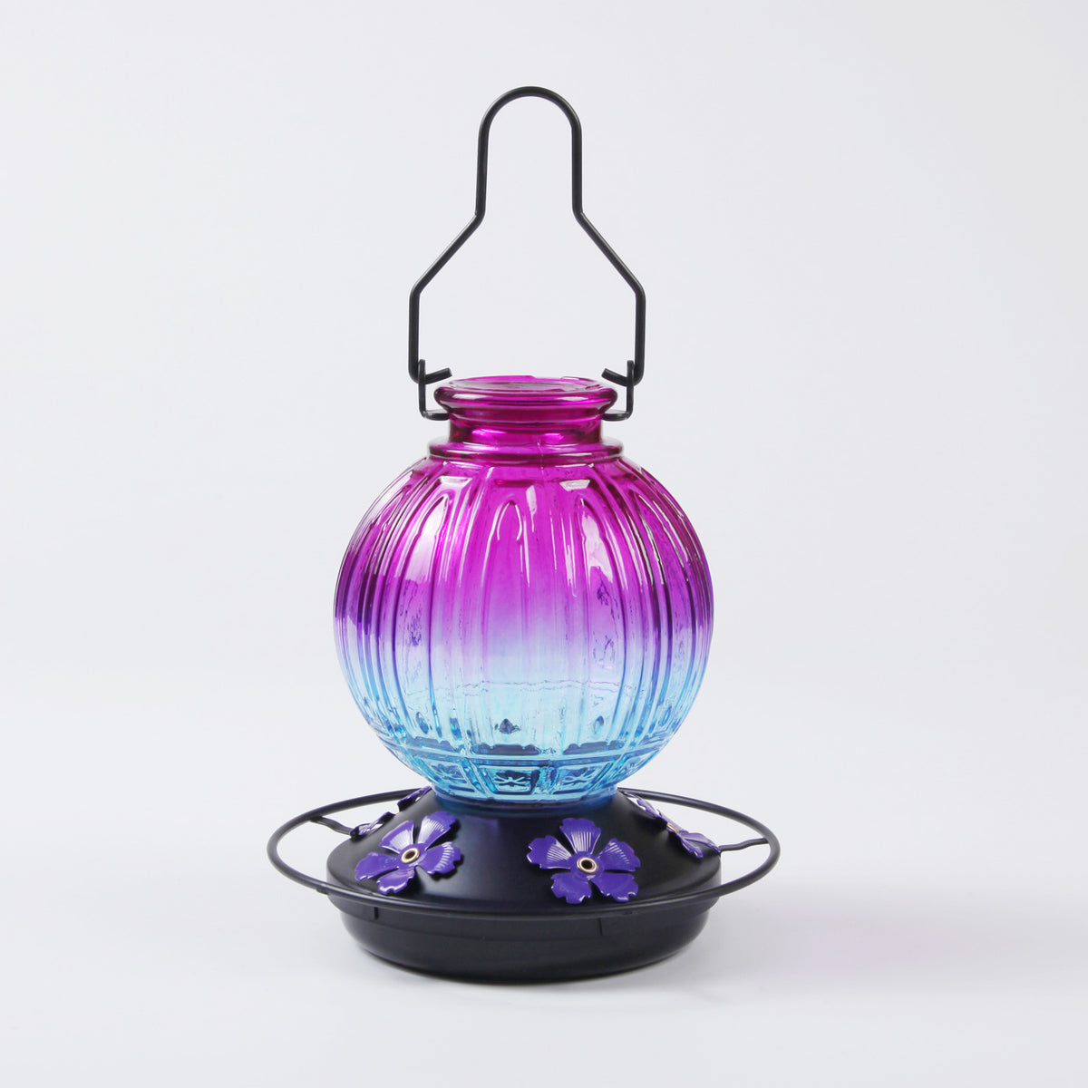 4 Colors Retro Glass Hummingbird Feeder, Floral Port Hanging Bird Nectar Feeder for Patio Backyard