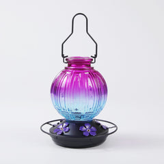 4 Colors Retro Glass Hummingbird Feeder, Floral Port Hanging Bird Nectar Feeder for Patio Backyard