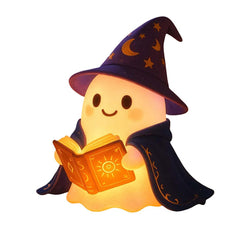 Cute Wizard Ghost LED Night Light | Warm Glow Halloween Desk Decor for Kids Room
