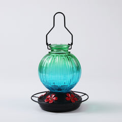 4 Colors Retro Glass Hummingbird Feeder, Floral Port Hanging Bird Nectar Feeder for Patio Backyard