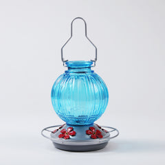 4 Colors Retro Glass Hummingbird Feeder, Floral Port Hanging Bird Nectar Feeder for Patio Backyard