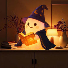 Cute Wizard Ghost LED Night Light | Warm Glow Halloween Desk Decor for Kids Room
