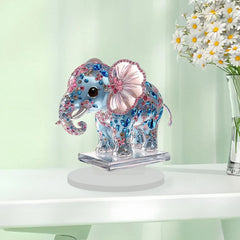 Cartoon Blue Pink Elephant 2D Flat Acrylic Home Living Room Bedroom Desktop Decoration Assembly Props Figurines Miniatures Craft
