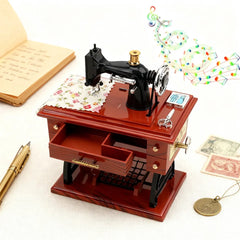 Vintage Sewing Machine Music Box Wooden Music Box Home Decor Gift Living Room, Bedroom, Dining Table Decor