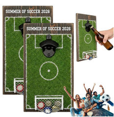 Soccer Field Bottle Opener Wall Decor, Wall Mounted Bottle Opener with Cap Catcher