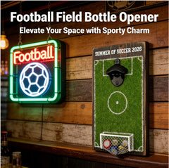 Soccer Field Bottle Opener Wall Decor, Wall Mounted Bottle Opener with Cap Catcher