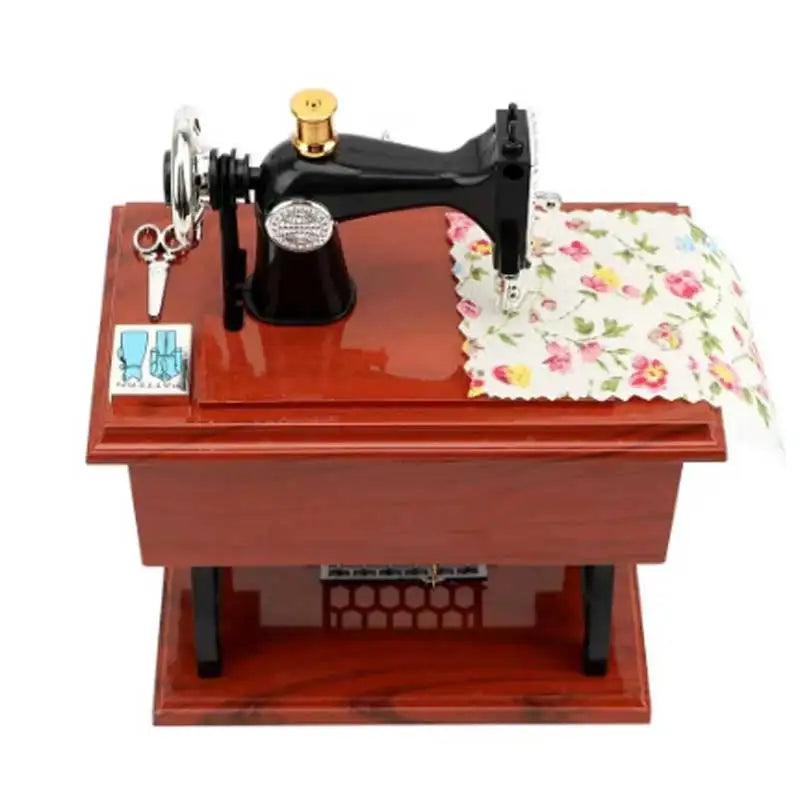 Vintage Sewing Machine Music Box Wooden Music Box Home Decor Gift Living Room, Bedroom, Dining Table Decor