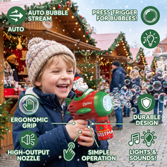 Electric Christmas Bubble Gun with Lights & Sounds for Kids