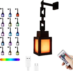DIY Pixel Lantern Night Light 16-Color RGB USB-C Rechargeable Remote Control Four Modes Gamer Bedroom Decor Unique Birthday Gift Christmas Lights Supplies
