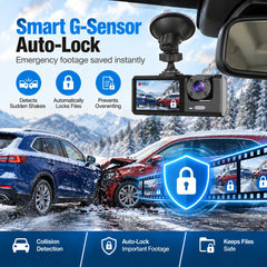 Upgraded 360° Protection Dash Cam: Triple-Lens 1080P Front • Cabin • Rear