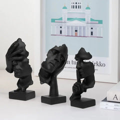 3 Pcs Thinker Statue, Decorative Statues, Silence is Gold Abstract Art Figurine, No Hear No See No Speak Modern Home Resin Sculptures Decorative Objects Decor for Home Office Bookshelf Desktop