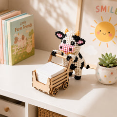 Push & Roll Farm Animal DIY Bead Tissue Cart Kit, Handmade 3D Beaded DIY Kit, Cute Animal Tissue Holder DIY Set,Creative Arts & Crafts Gift for Handicraft Enthusiast Adults Instructions(C)