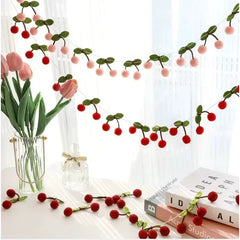 Vibrant & Lightweight Felt Ball Garland (Cherry)