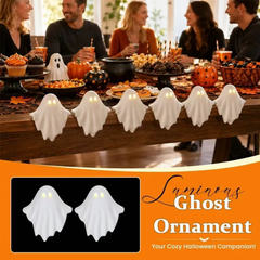Luminous Ghost Ornaments LED Light Up Ghost Table Decor Cute White Ghost Shelf Clips Halloween Party Indoor Home Decorations