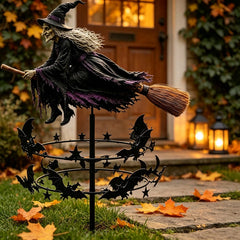 Flying Witch Garden Wind Spinner Stake | Halloween Spooky Outdoor Yard Lawn Camping Decor