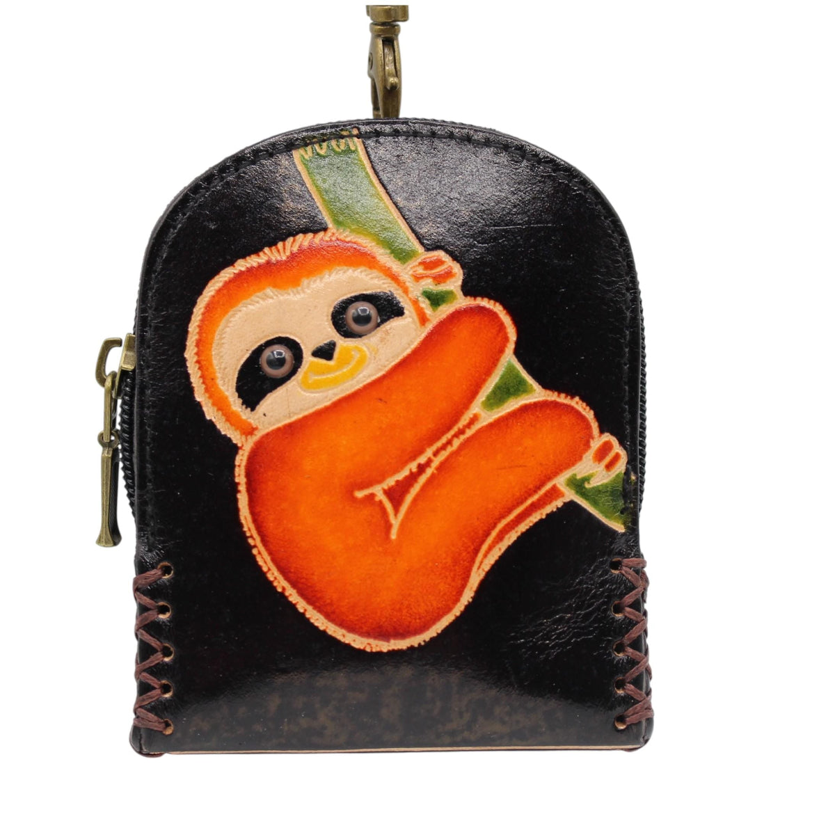 Genuine Handmade Leather sloth Wristlet mini backpack/ Coin Purse / Wallet /change purse