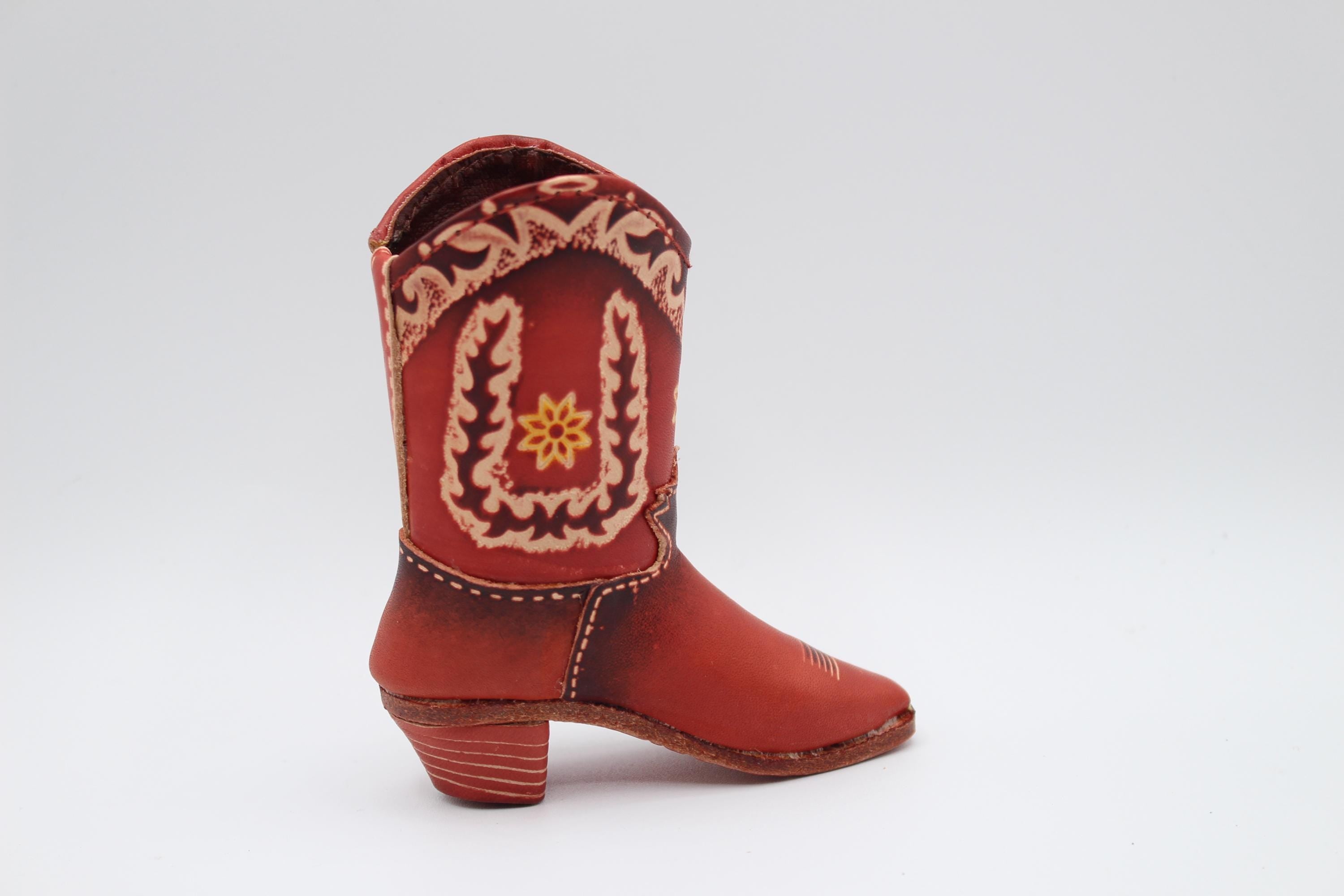 Genuine Handmade Leather Cowboy Boot / flower/ Western Decoration/Home decor/Rodeo gift/Ornament