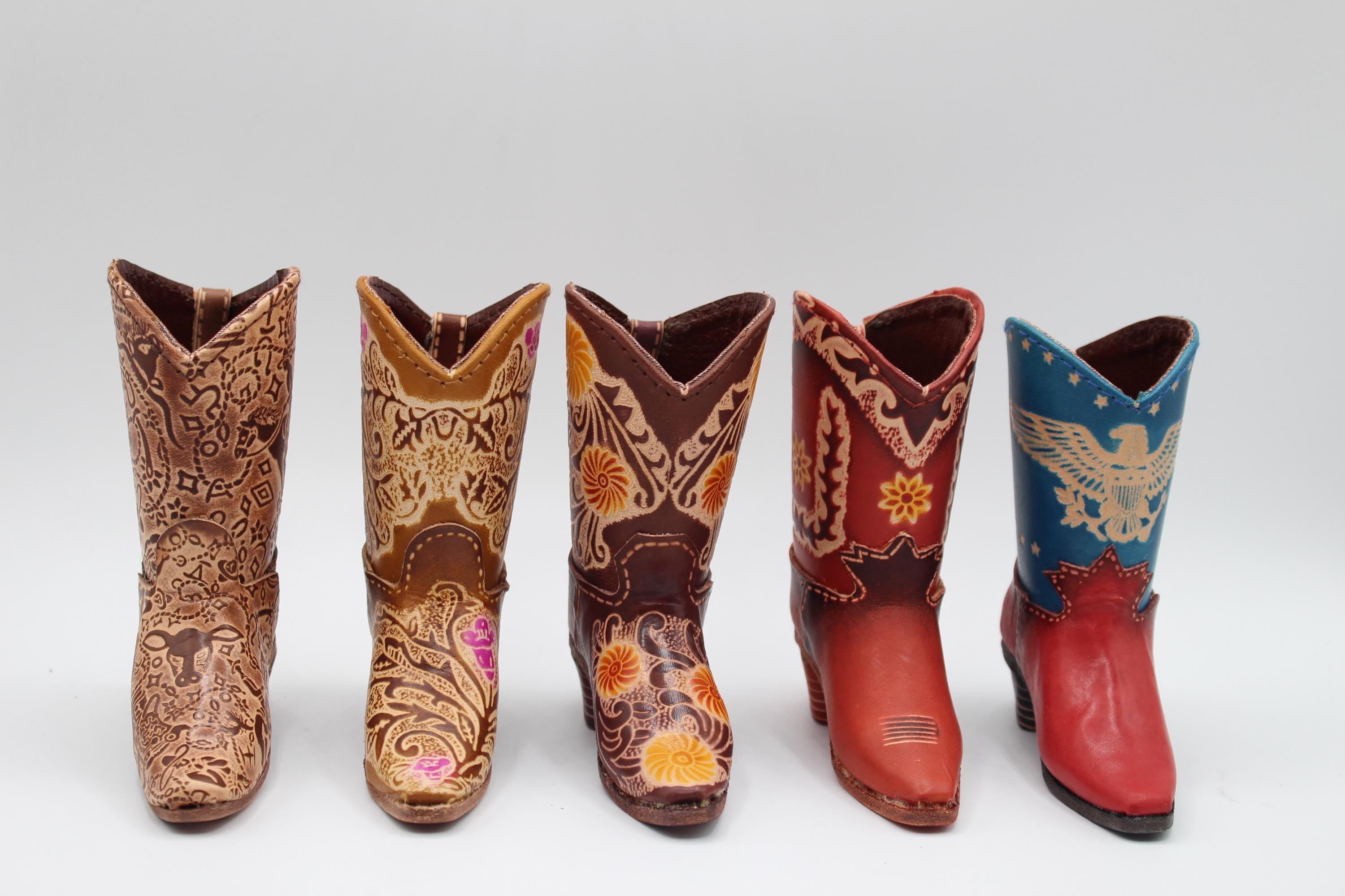 Genuine Handmade Leather Cowboy Boot / flower/ Western Decoration/Home decor/Rodeo gift/Ornament