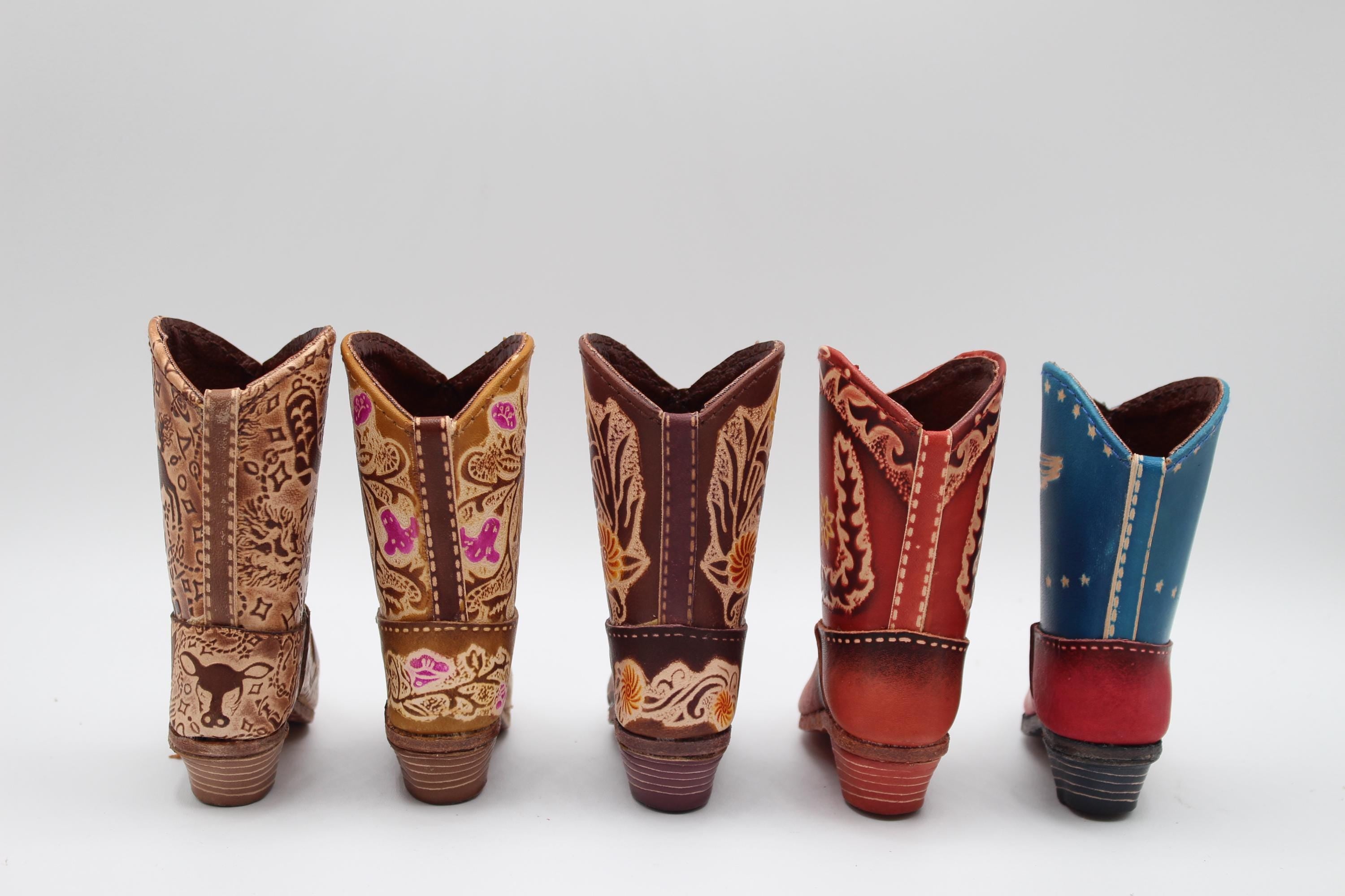 Genuine Handmade Leather Cowboy Boot / flower/ Western Decoration/Home decor/Rodeo gift/Ornament