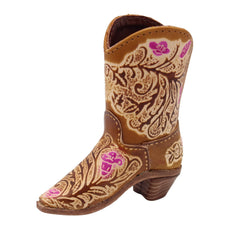 Genuine Handmade Leather Cowboy Boot / Flower/Western  Design/Decoration/Home decor/Rodeo gift/Ornament