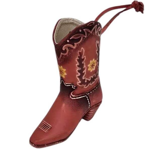 Genuine Handmade Leather Cowboy Boot / flower/ Western Decoration/Home decor/Rodeo gift/Ornament