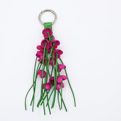 Genuine Handmade Leather Flower Keychain purse charm bag charm
