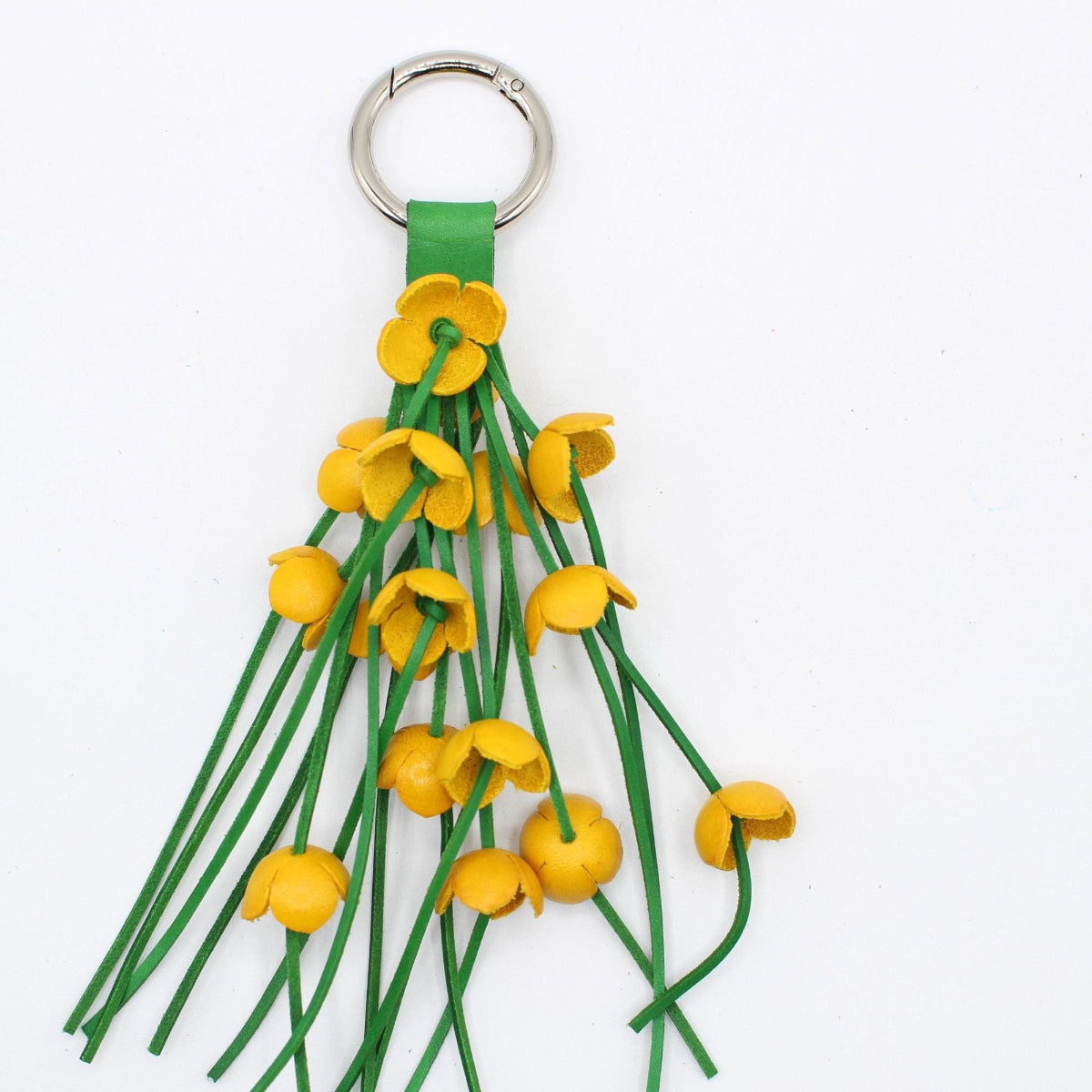 Genuine Handmade Leather Flower Keychain purse charm bag charm