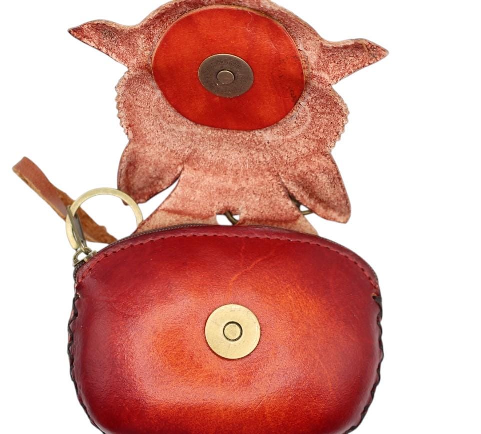 Genuine Handmade Leather baby bat Wristlet / Coin Purse / Wallet /change purse