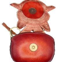 Genuine Handmade Leather baby bat Wristlet / Coin Purse / Wallet /change purse