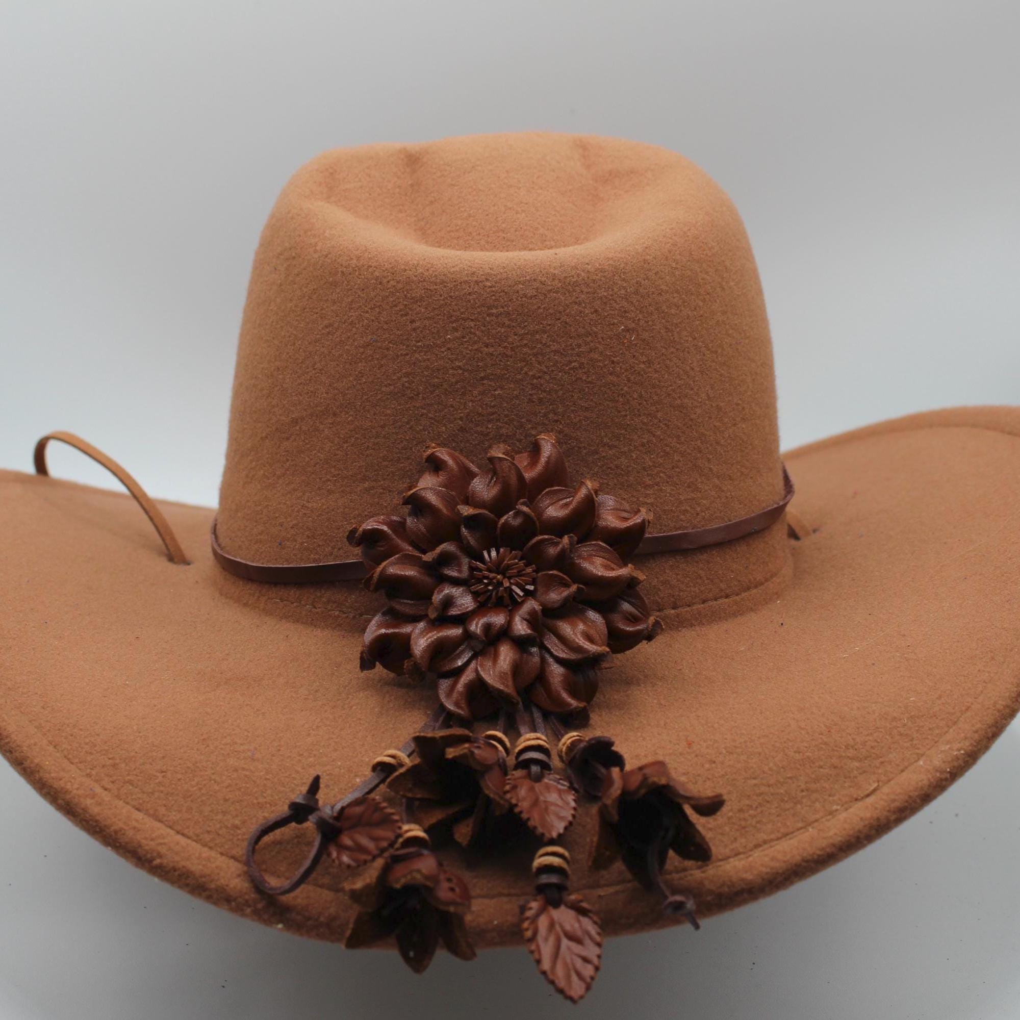 Genuine Handmade Leather Flower Hatband daisy flower Genuine Leather Pendant Accessories
